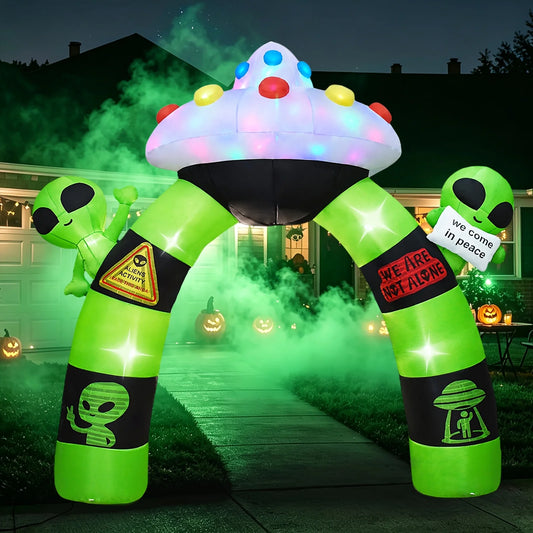 Halloween Inflatable Alien Archway With Built In LED Lights Decoration