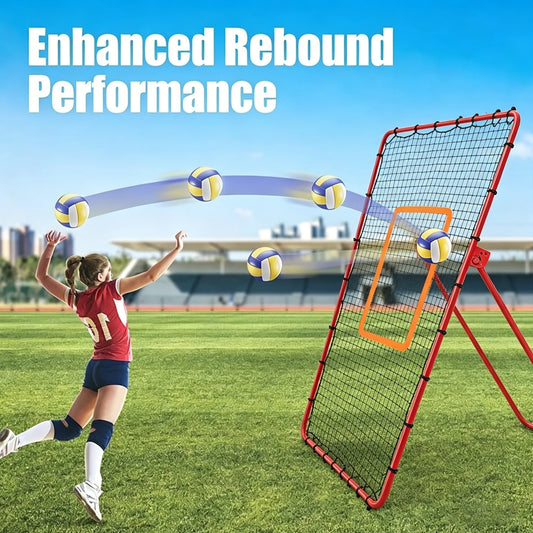 Volleyball Rebounder Net Practice Heavy Duty Steel Frame Adjustable Angles
