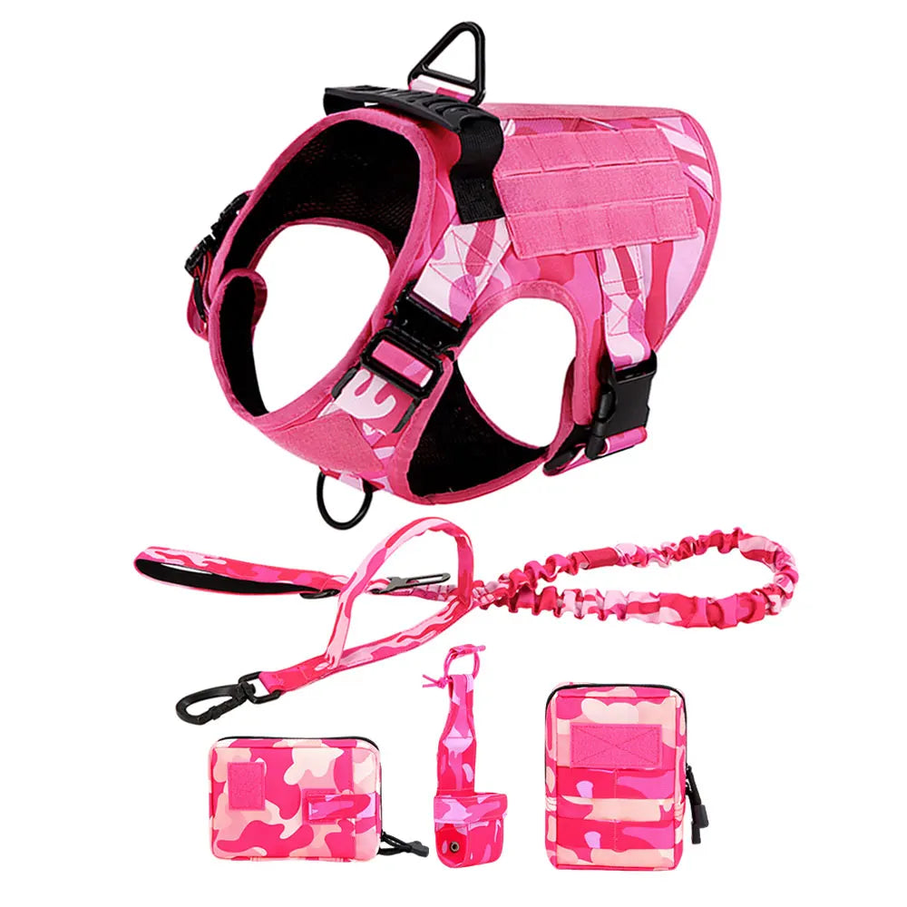 PETRAVEL Pink Camouflage Dog Harness For Large And Medium Dogs