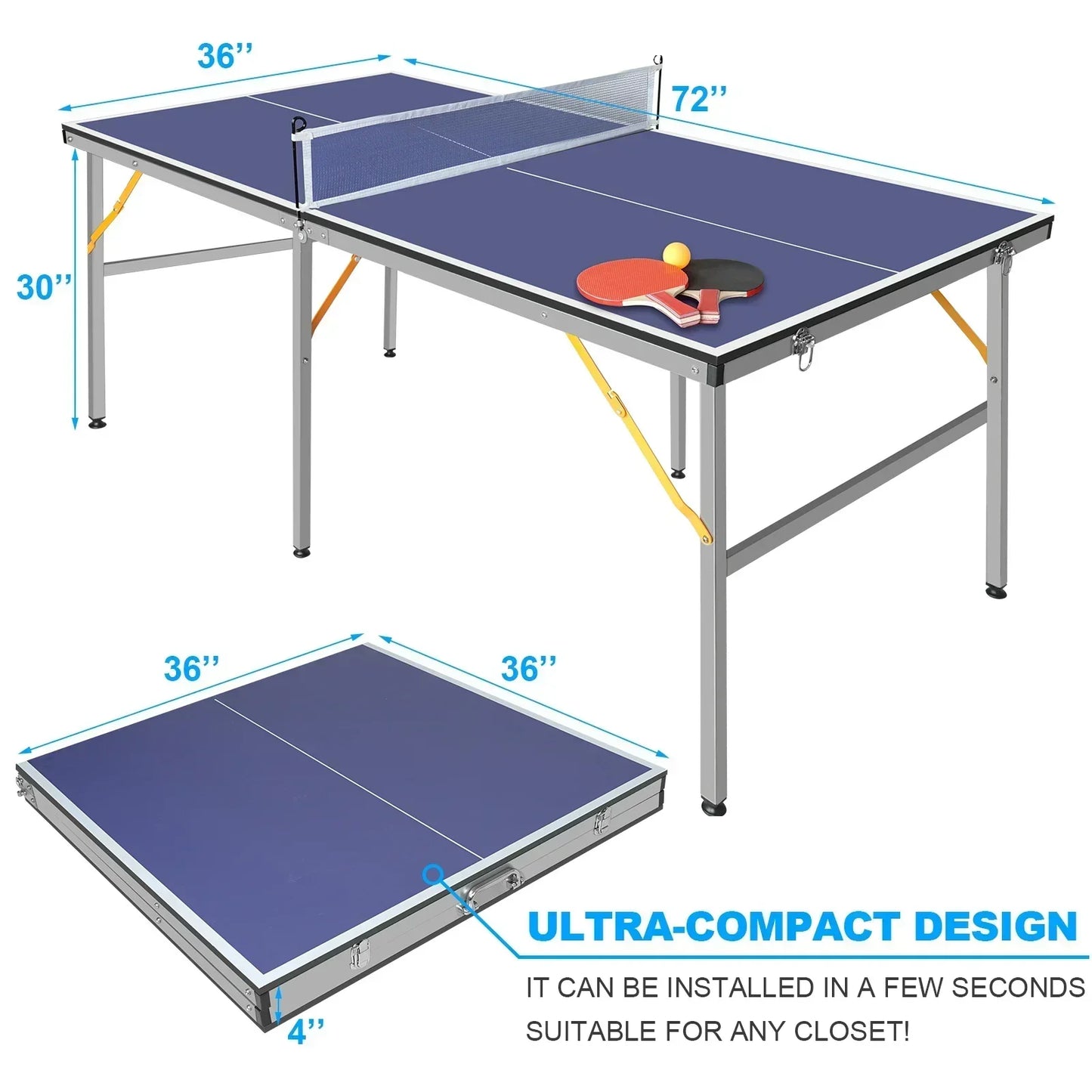 Foldable Portable Table Tennis Set With Net And Paddles