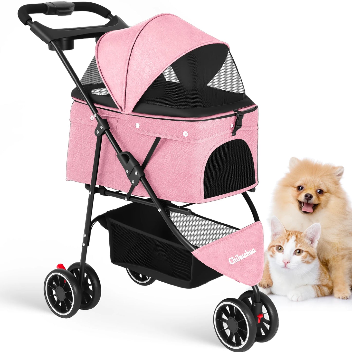 CHIHUAHUA Pet Stroller For Cats And Dogs Foldable Mesh Canopy