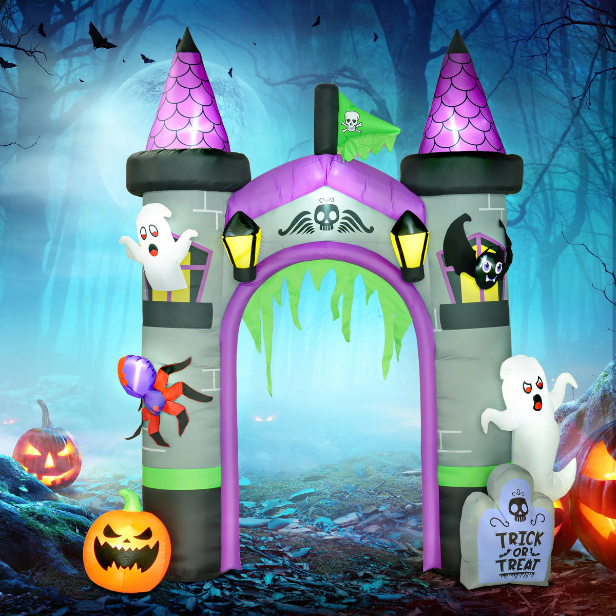 Outsunny Halloween Inflatable Archway With LED Outdoor Yard Display