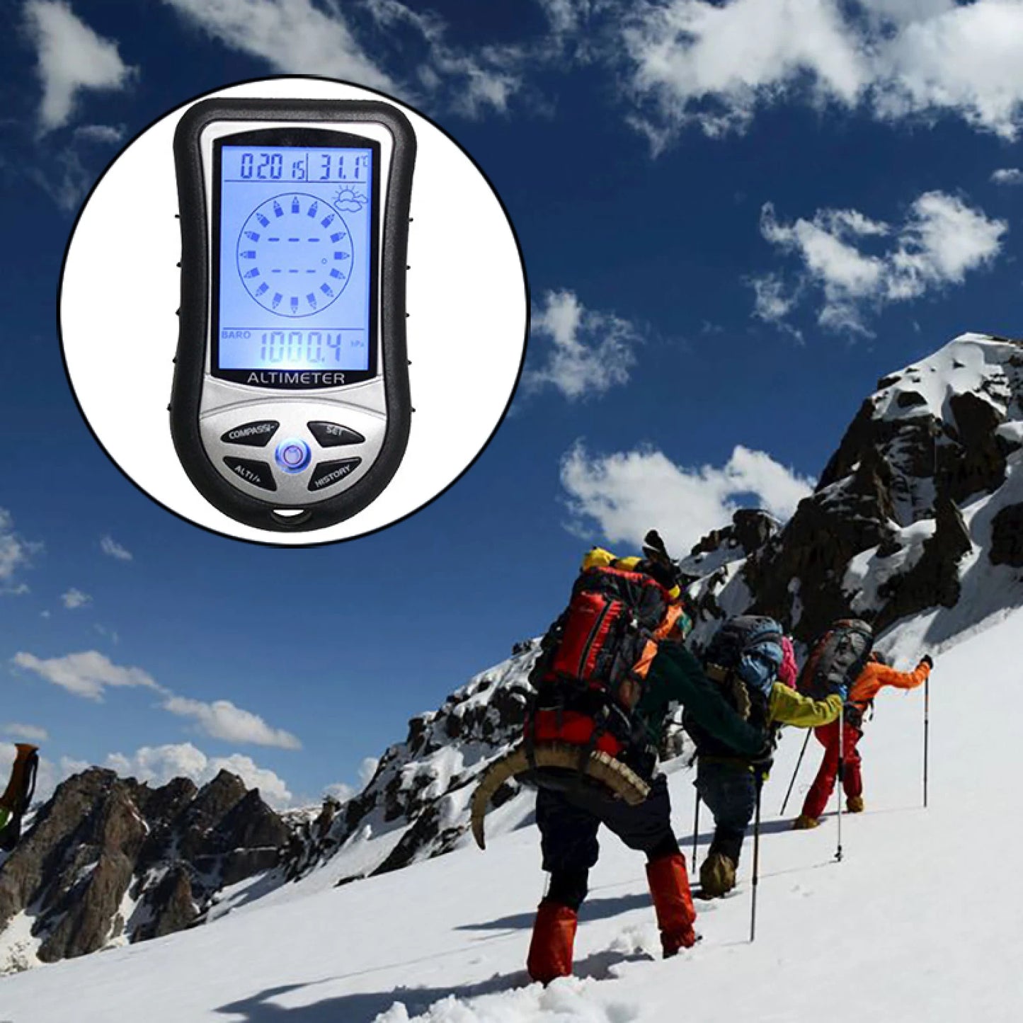8-In-1 Handheld Digital Altimeter Compass Thermometer With Backlight