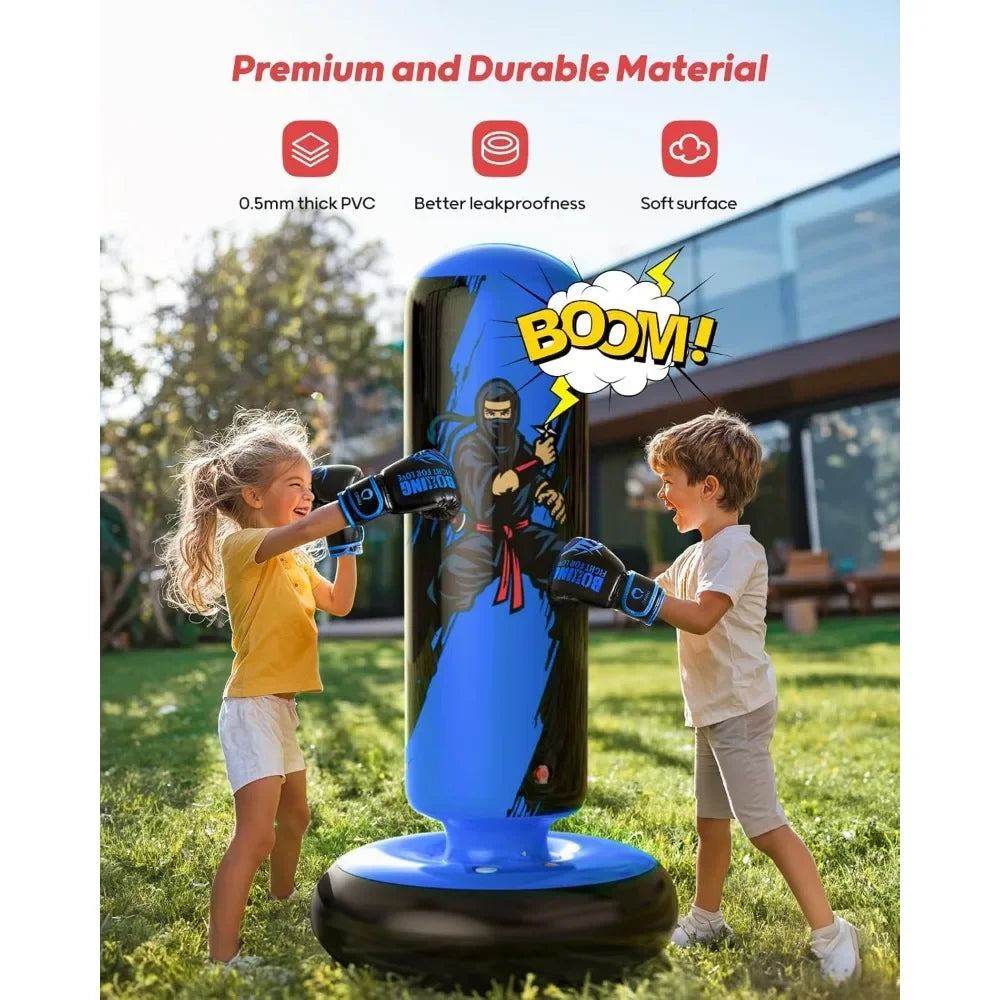 Kids Inflatable Punching Bag With Gloves For Boxing And Martial Arts