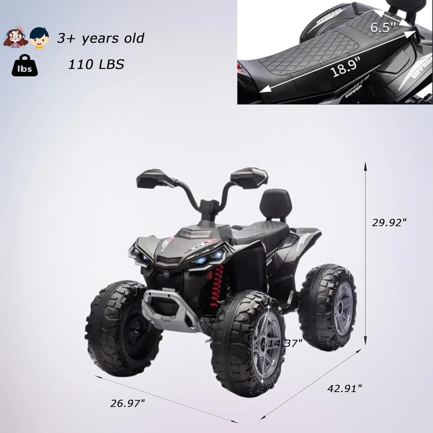 24V Kids Electric ATV Dual Motor Offroad Ride On Vehicle