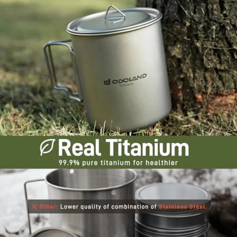 Titanium Camping Cookware Pot With Stove And Spork
