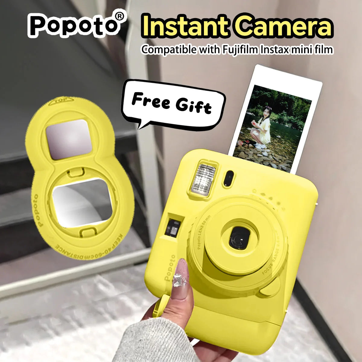Popoto Instant Camera Macaron Trendy Film Camera For Fujifilm Instax