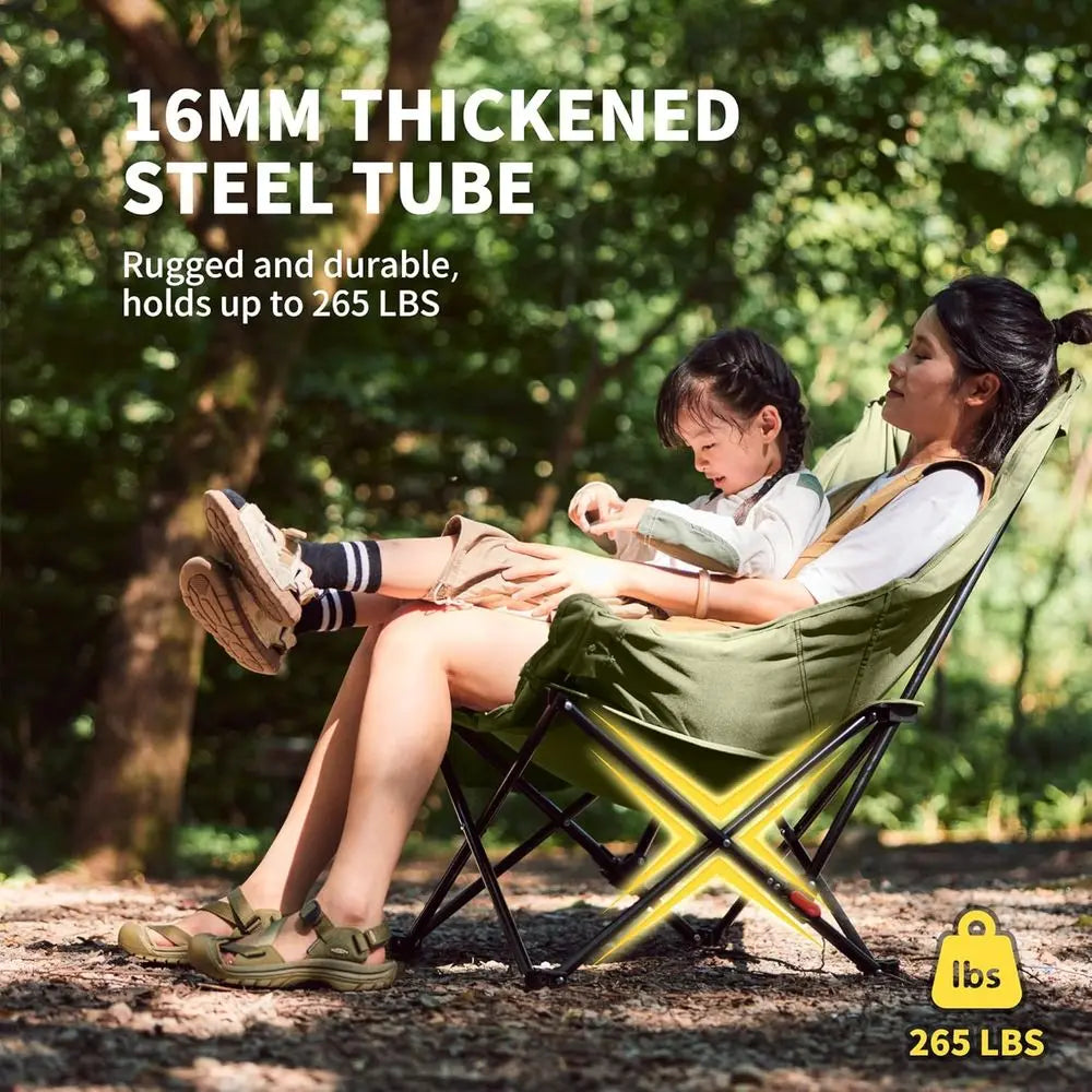 Portable Folding Camping Chair With Side Pocket And Carry Bag