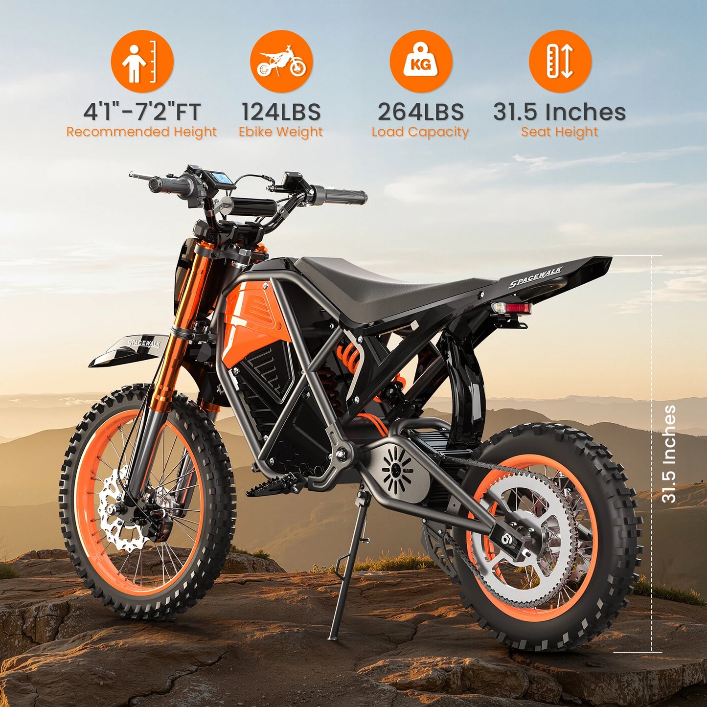 EILLEO SPACEWALK Fat Tire Electric Dirt Bike 48V Off Road 3000W