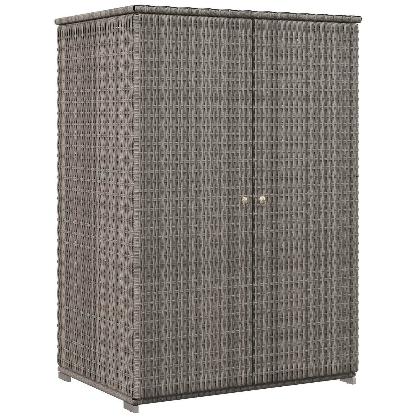 Outsunny Outdoor Wicker Towel Rack for Pool with Drawer