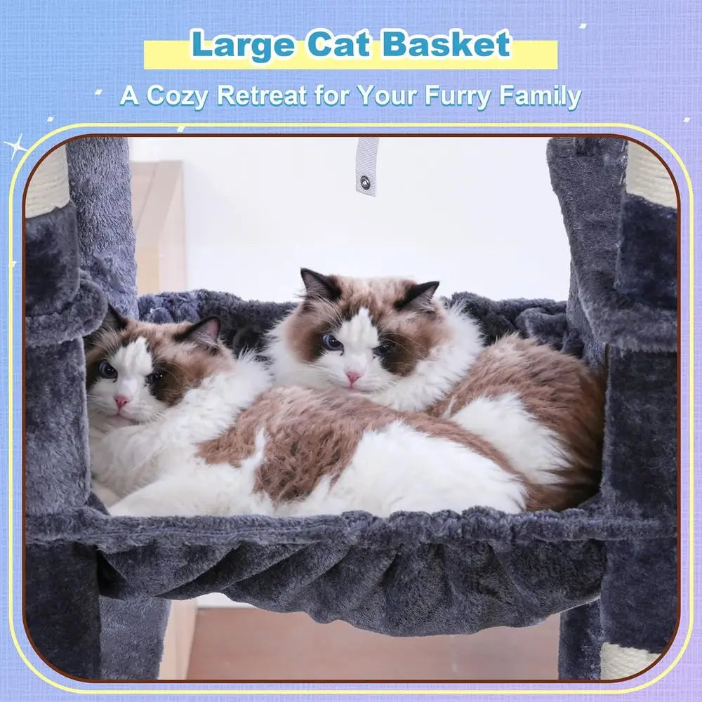 Cat Tree Tower With Scratching Posts Hammocks And Condo
