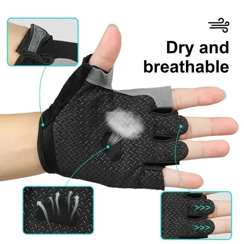 Breathable Anti Slip Half Finger Cycling Gloves For Men Women