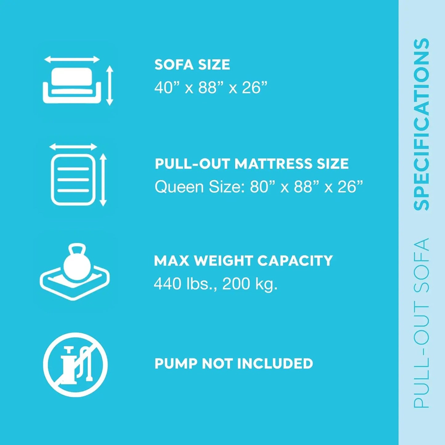 Inflatable Pullout Sofa Bed 2-In-1 With Cupholders And Quick Setup