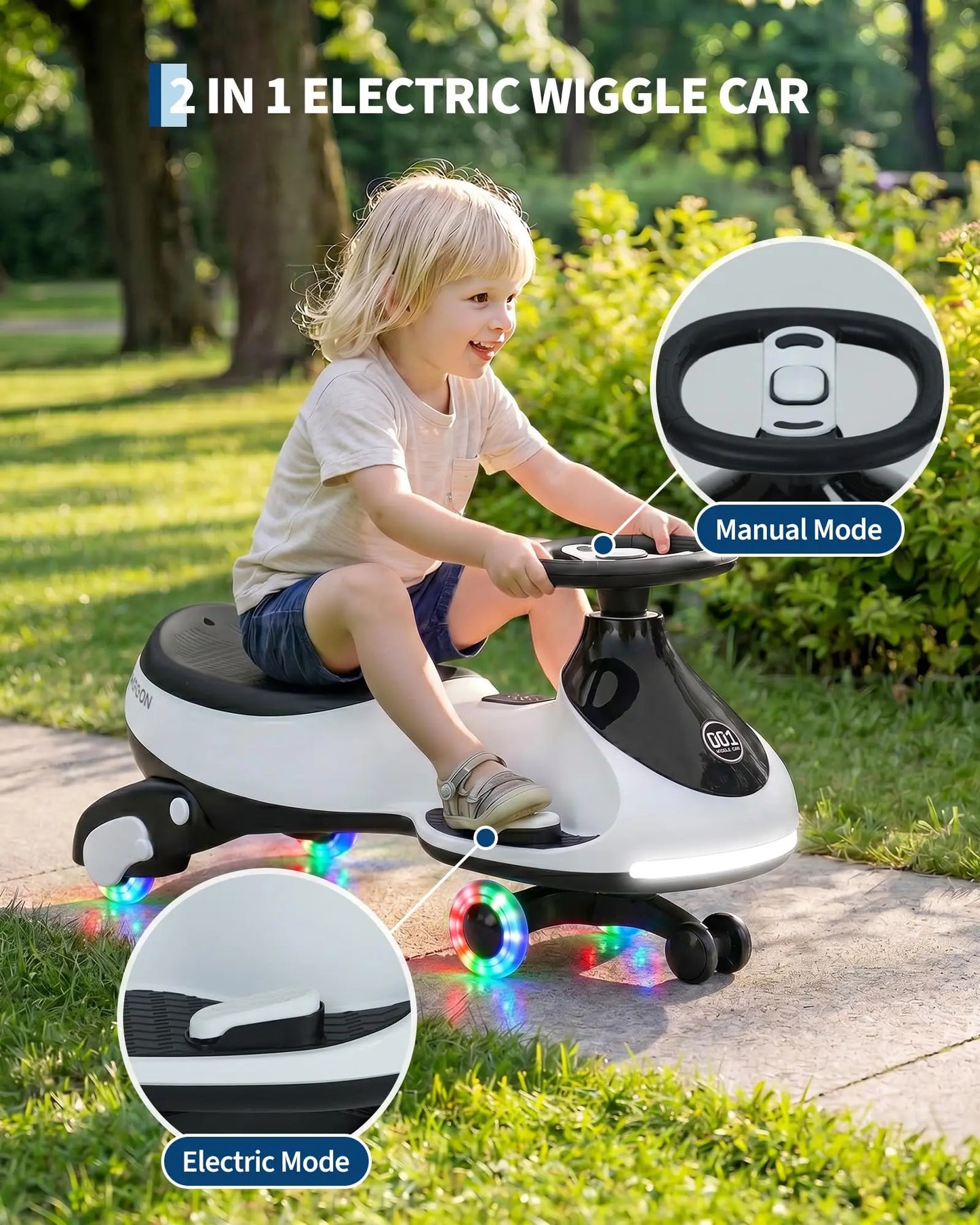 HiMISS 12V Electric Wiggle Car For Kids 2 In 1 Ride On Swing Car