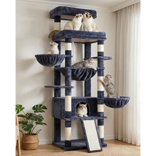 Cat Tree Tower With Scratching Posts Hammocks And Condo