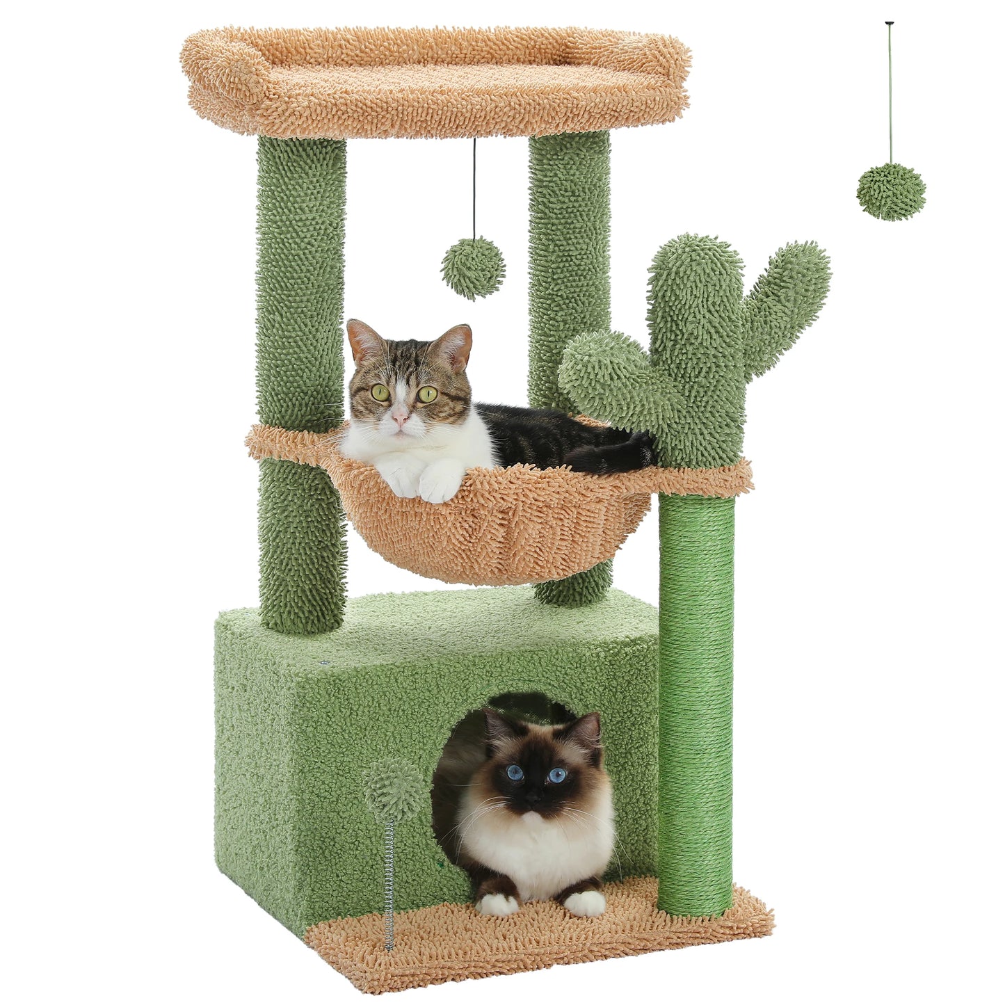PAWZ Road 4-in-1 Cat Tree With Condo, Scratching Post, Hammock