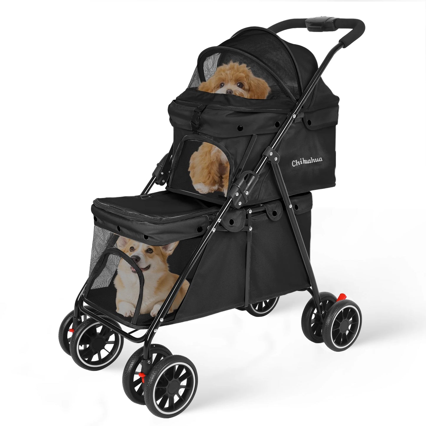 Double Pet Stroller for Dogs and Cats for Travel Comfort