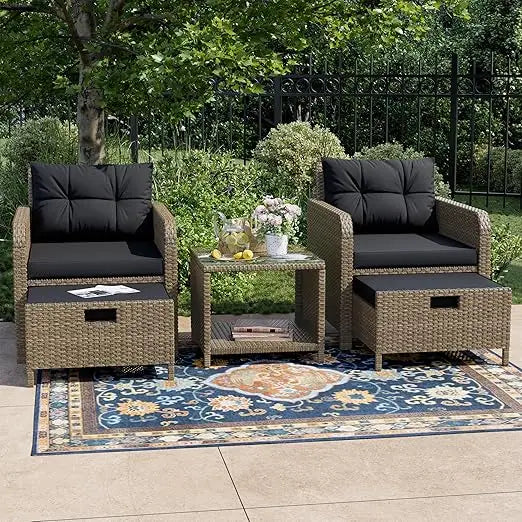 Balcony Furniture 5 Piece Patio Conversation Set Wicker