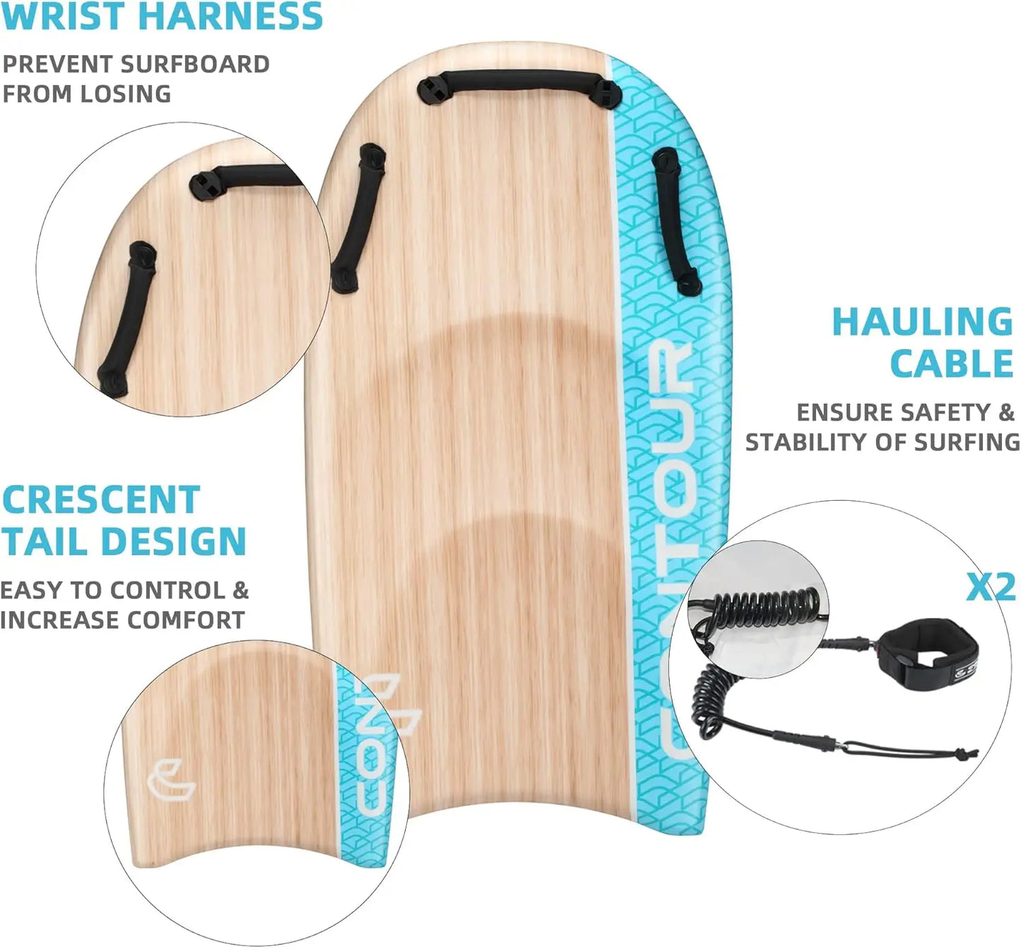 YTYIN DuoSlider Body Board With Handles Outdoor Gear