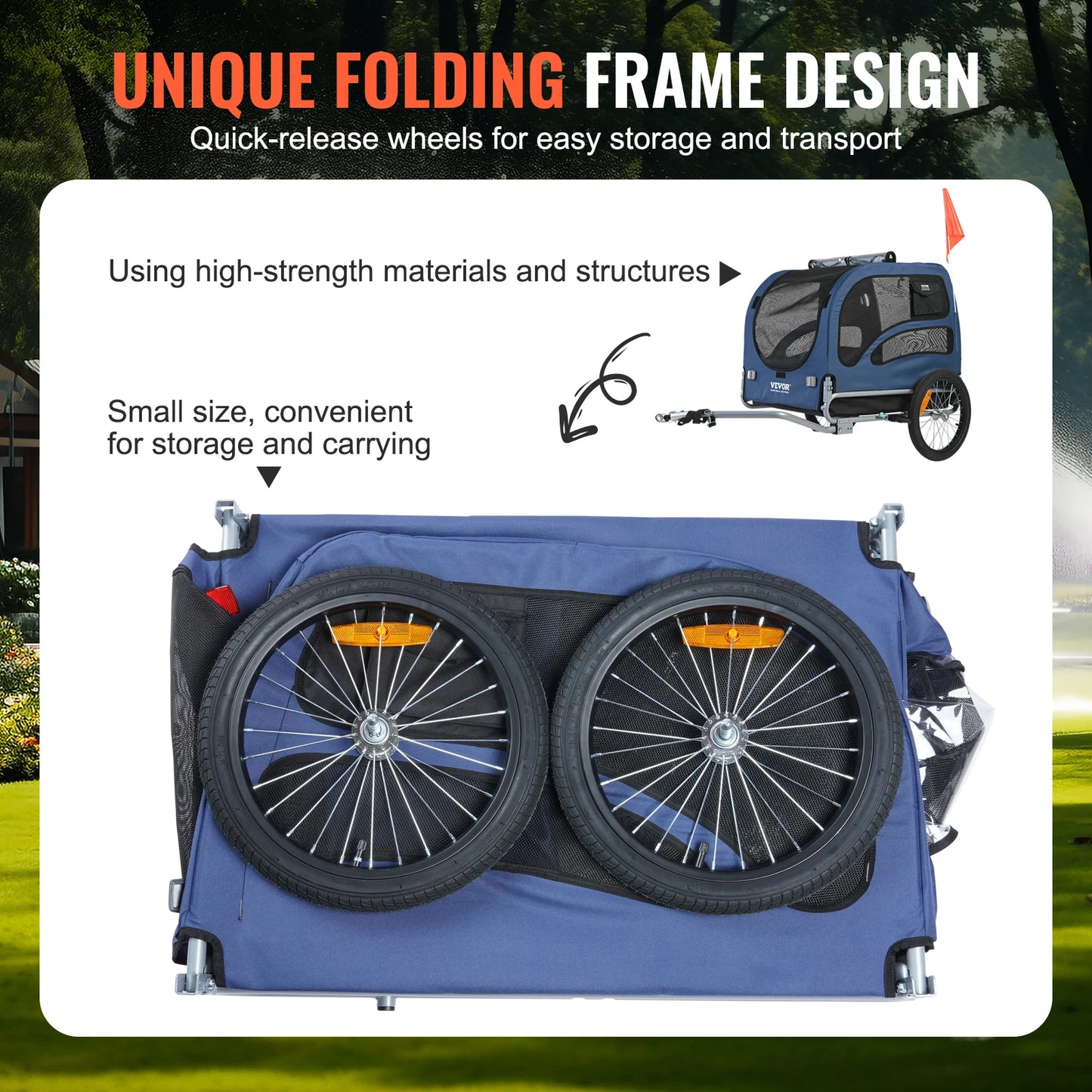 Pet Cart Bicycle Carrier for Dogs, Collapsible Bike Trailer