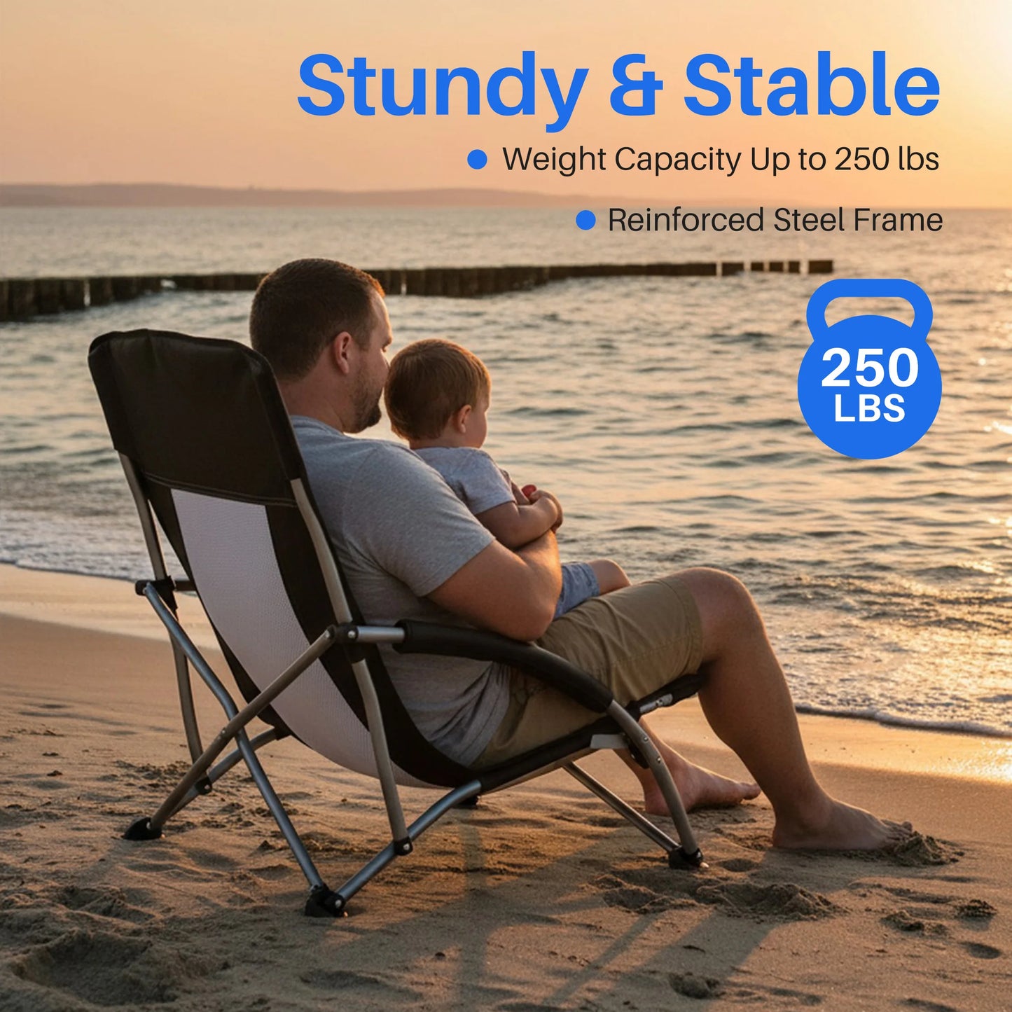 JHK Portable Lightweight Camping Beach Chair With Mesh Back