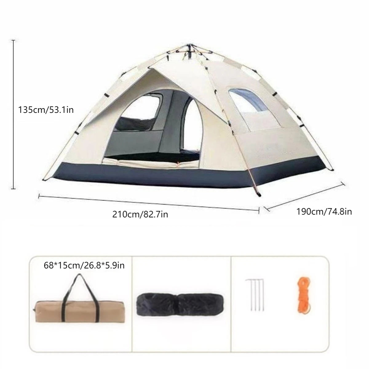 Pakicetus Outdoor Camping Tent With Dual Doors And Windows