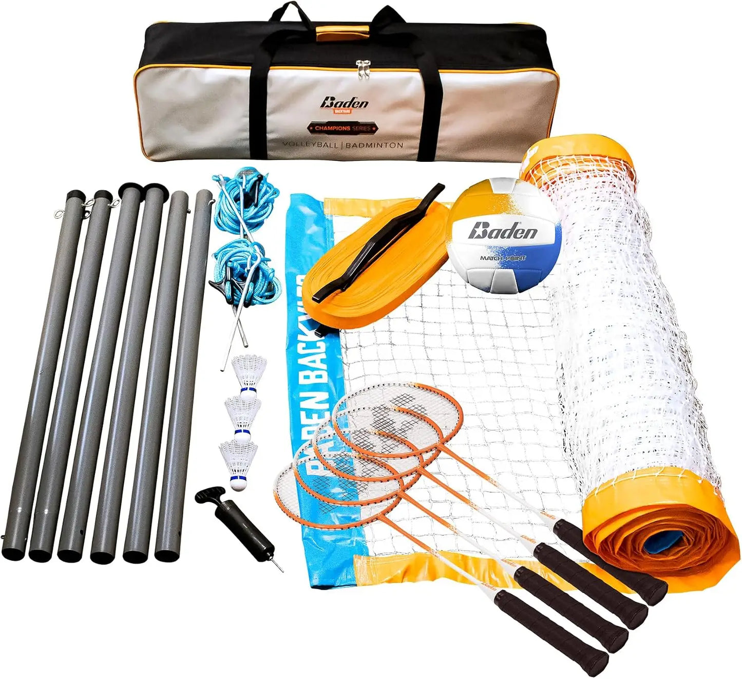 Volleyball And Badminton 2in1 Portable Combo Set With Quick Setup