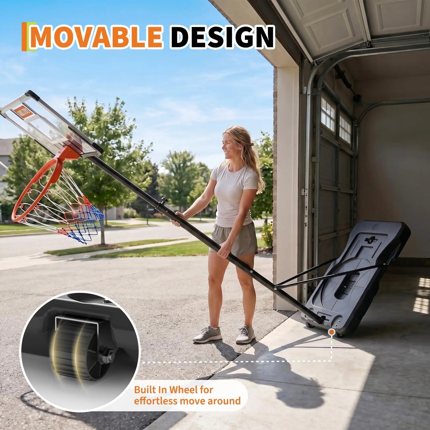 Portable Adjustable Basketball Hoop For Indoor Outdoor Play With Backboard