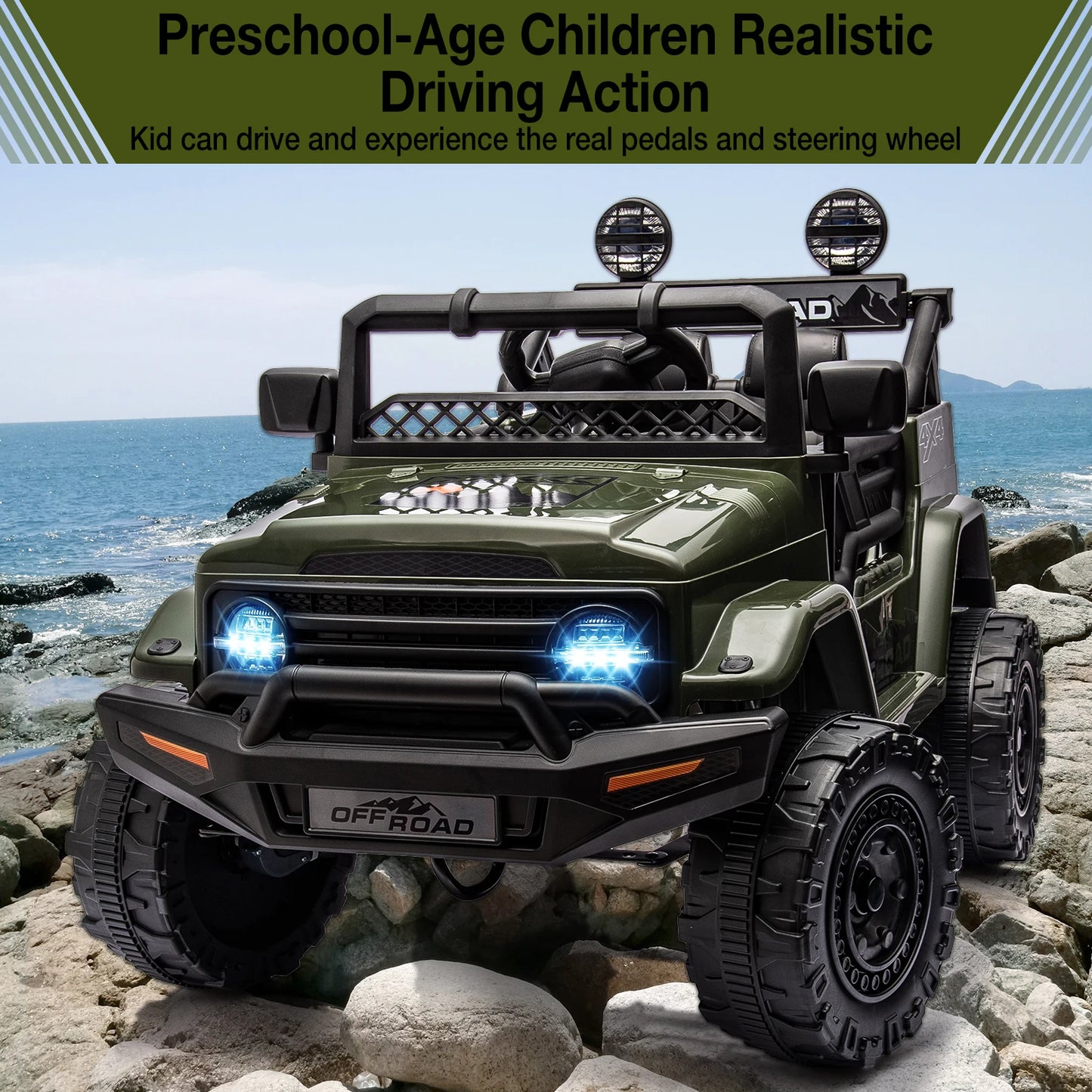 HiMISS 12V Kids Ride On Truck With Remote Bluetooth Control
