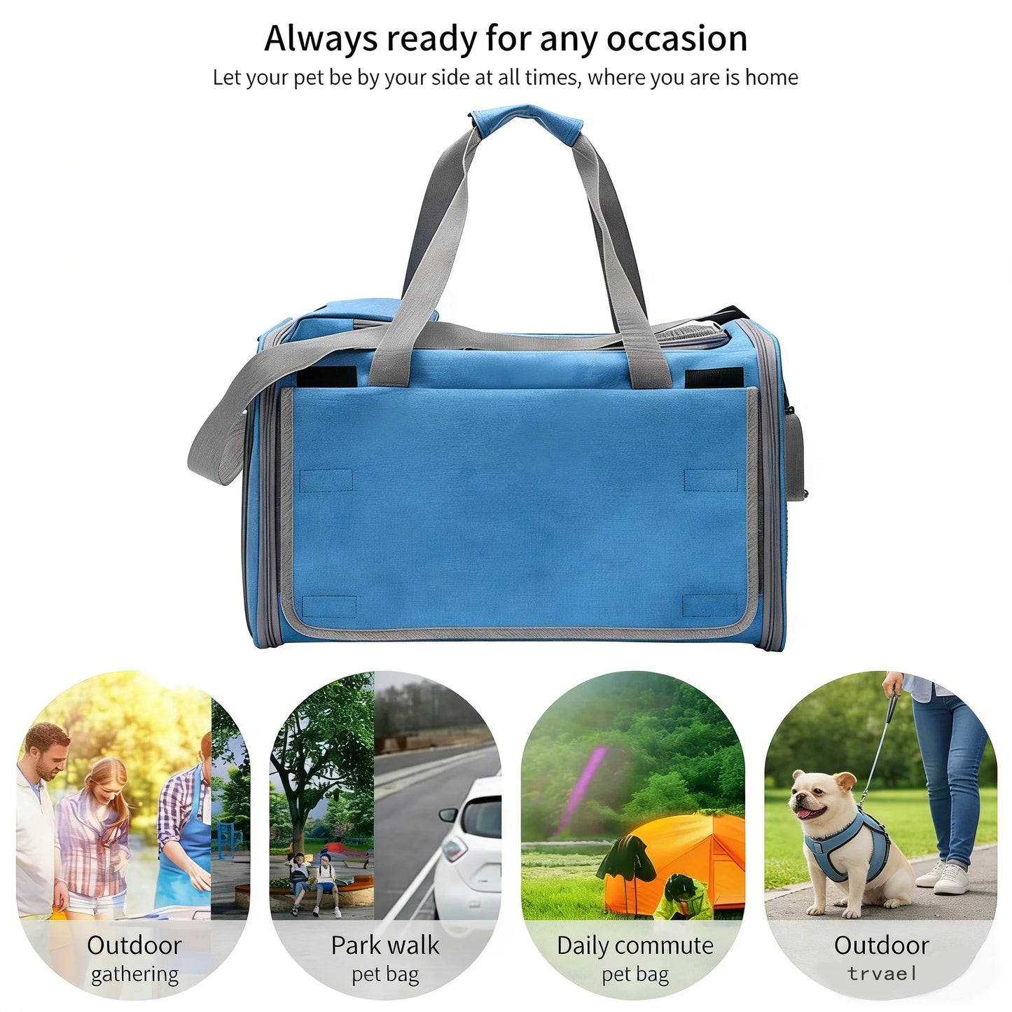 Portable Expandable Pet Travel Bag Soft Sided Breathable Transparent Carrier