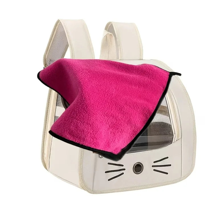 Two Piece Pet Backpack And Towel Set For Small Pets Carrier With Mesh Window