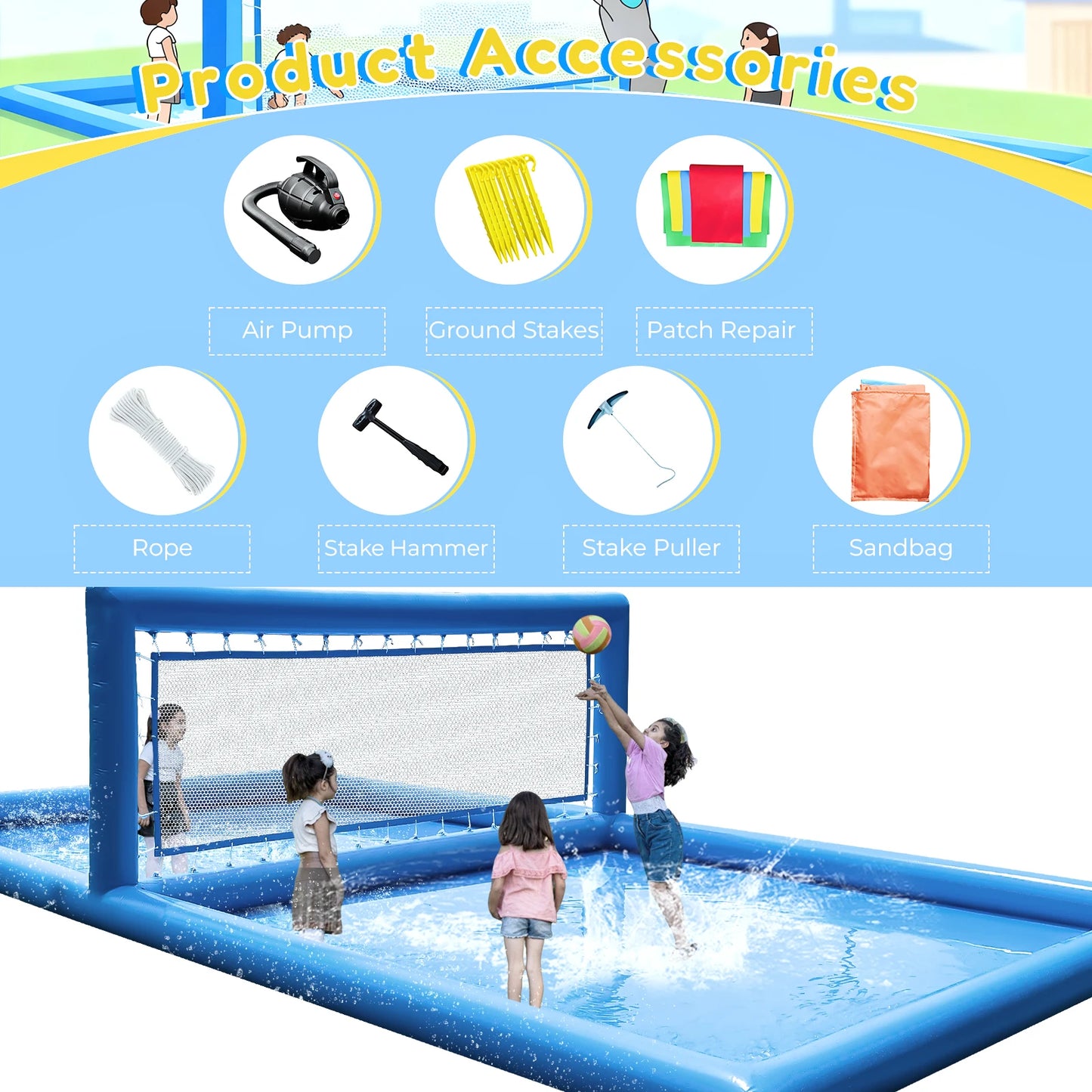 KING INFLATABLE Volleyball Court for Pool and Beach