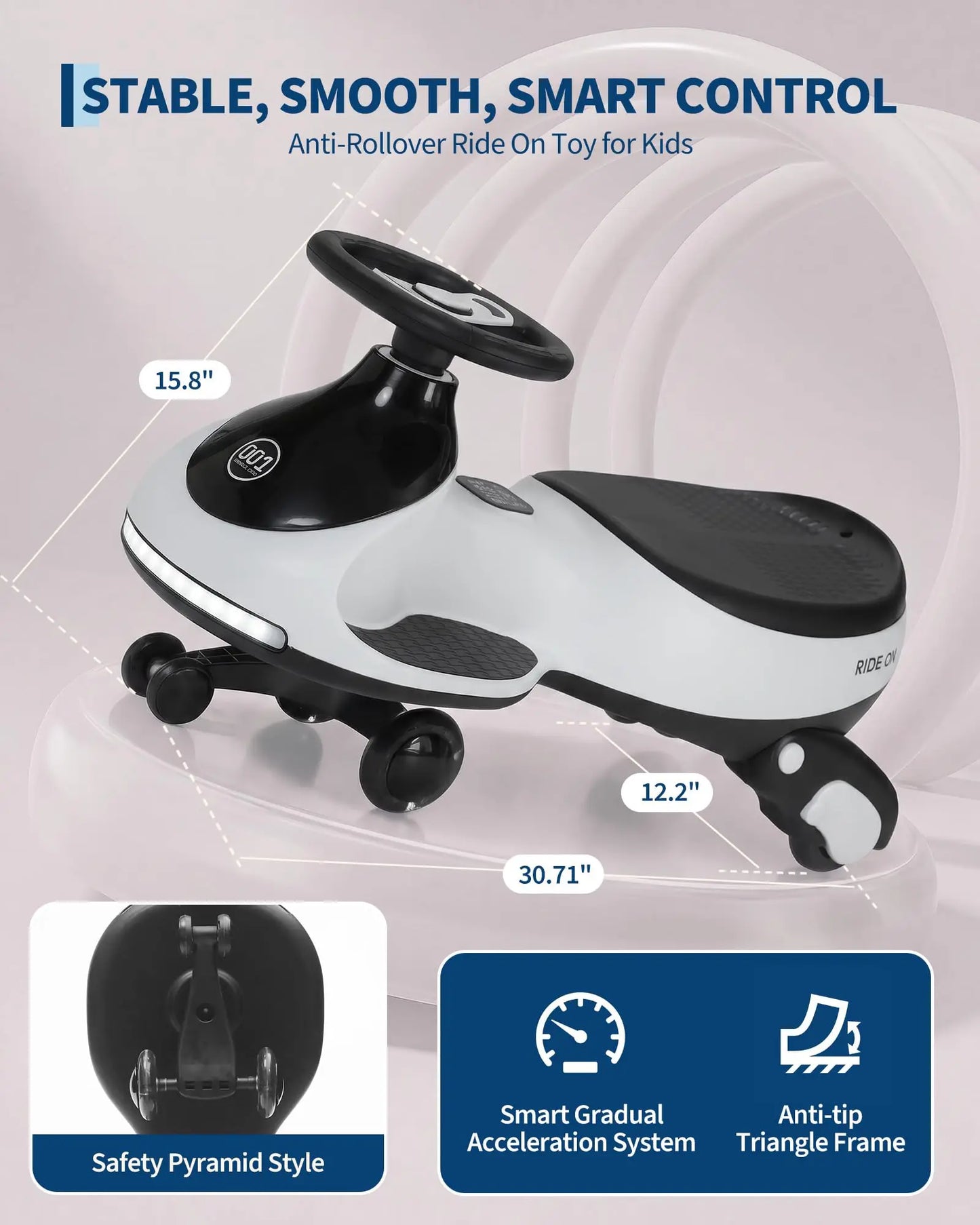 HiMISS 12V Electric Wiggle Car For Kids 2 In 1 Ride On Swing Car