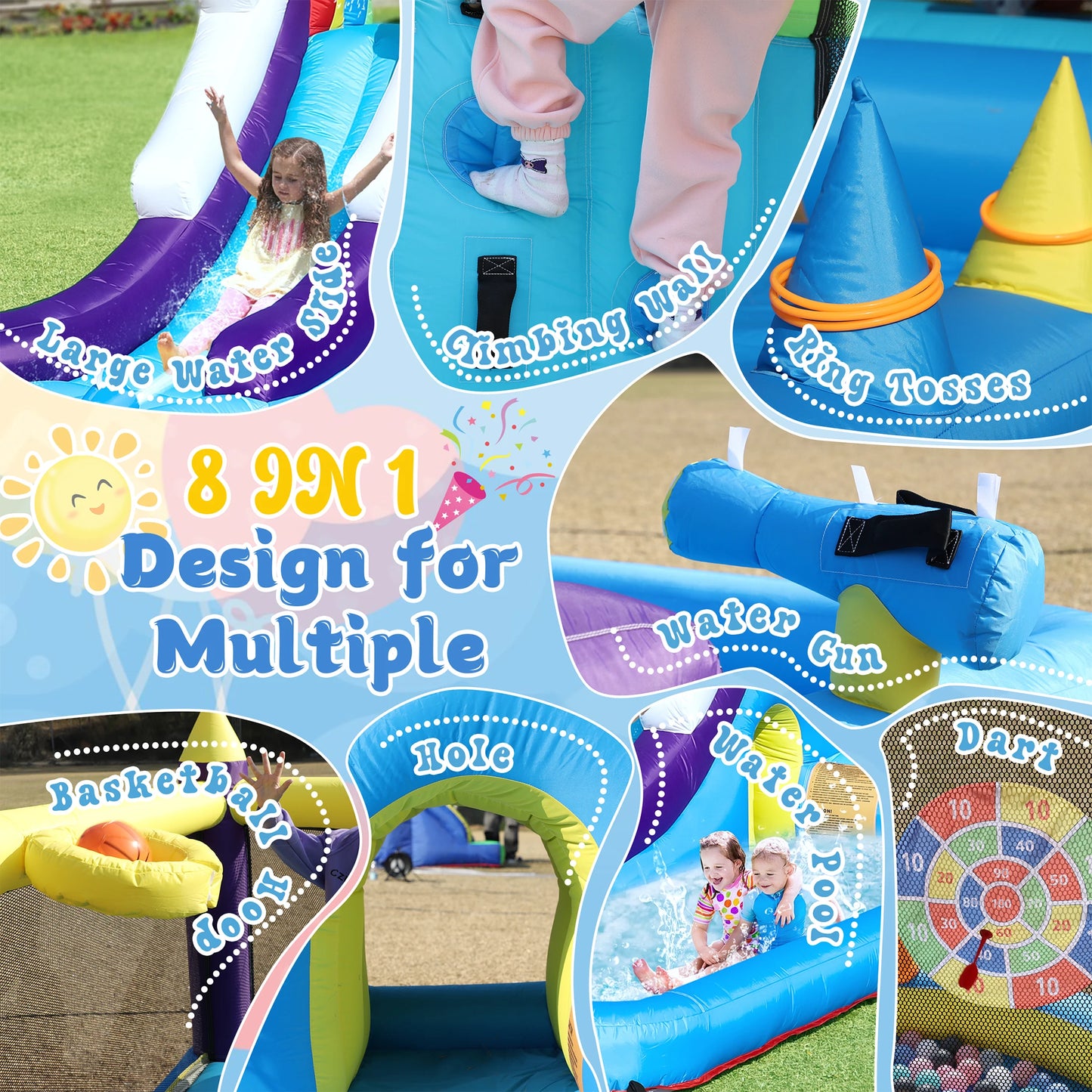 RTS Inflatable Water Slide Bounce House With Splash Pool