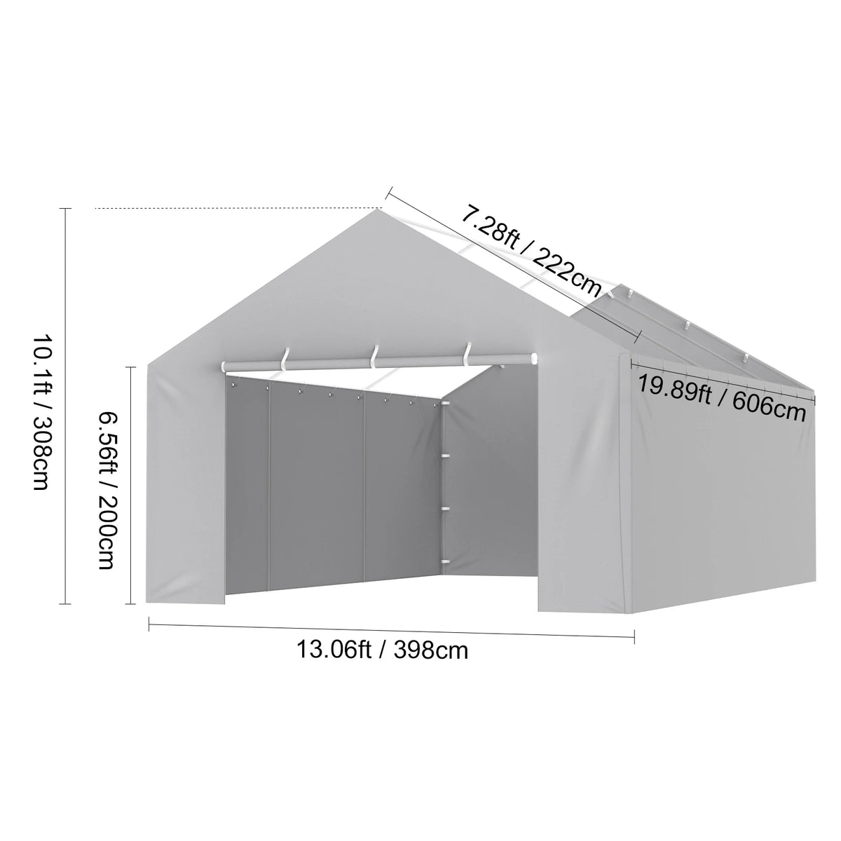 SucceBuy Heavy Duty Waterproof Carport Canopy Cover With Ball Bungees