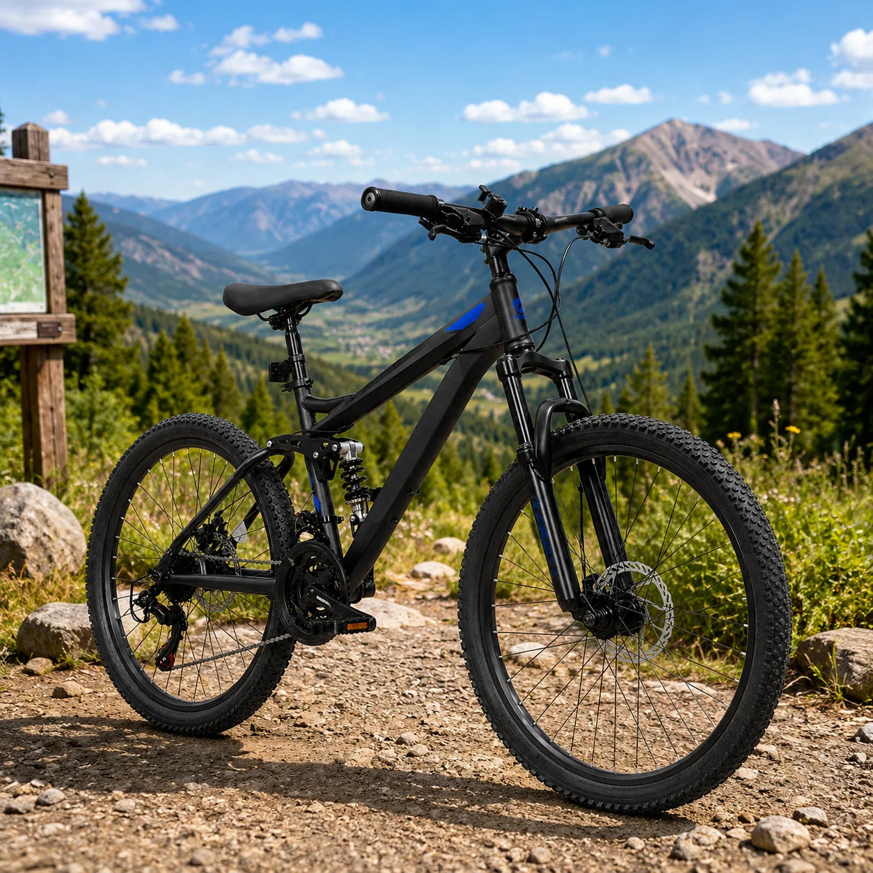 Full Suspension Mountain Bike With 21-Speed Disc Brakes