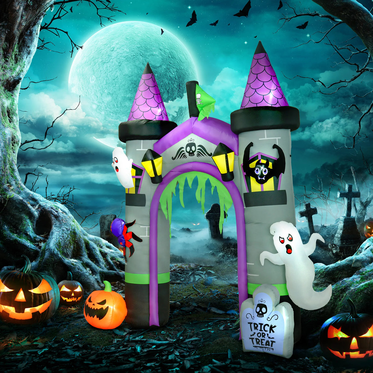 Outsunny Halloween Inflatable Archway With LED Outdoor Yard Display