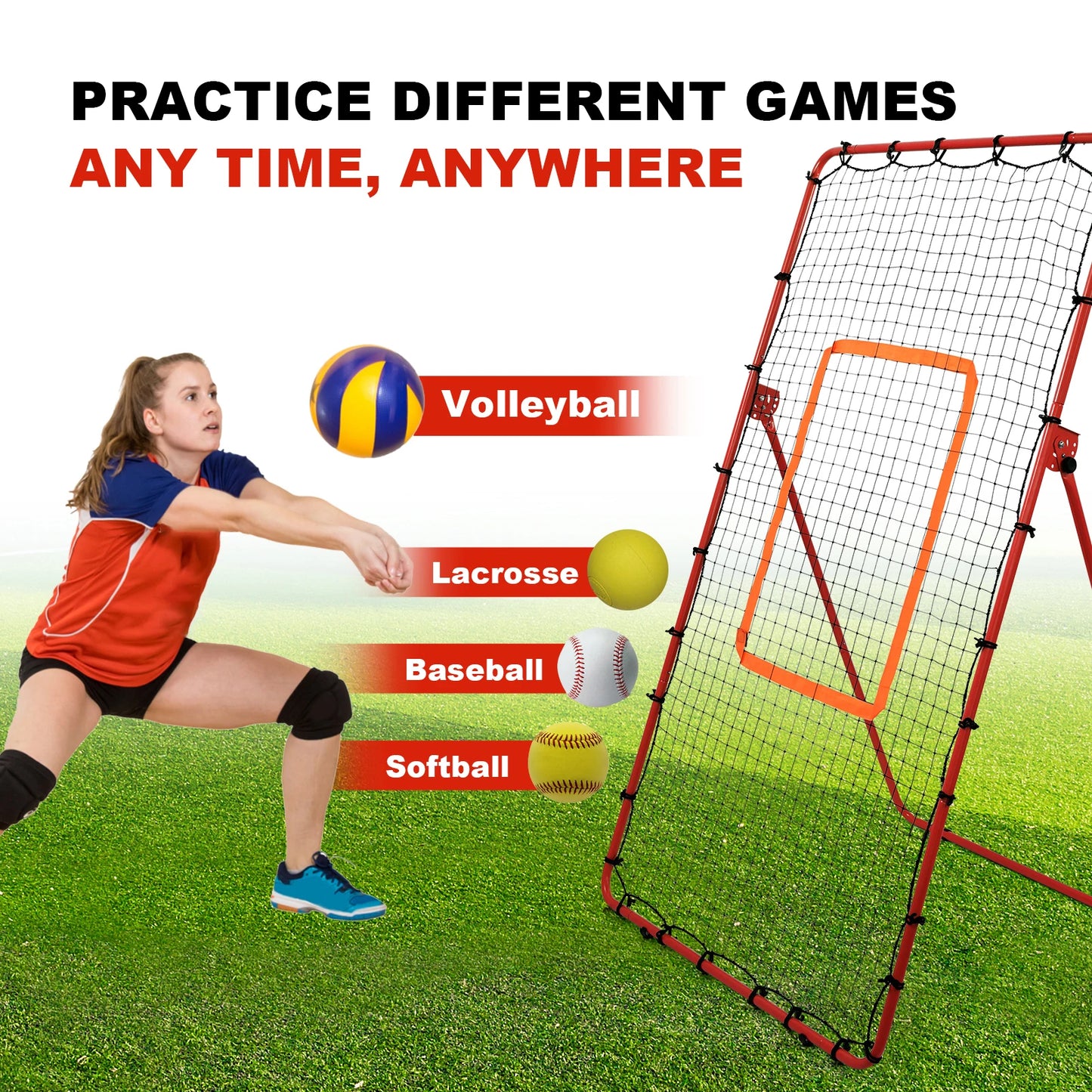 Adjustable Sports Rebounder Net For Volleyball Soccer Baseball Tennis Training