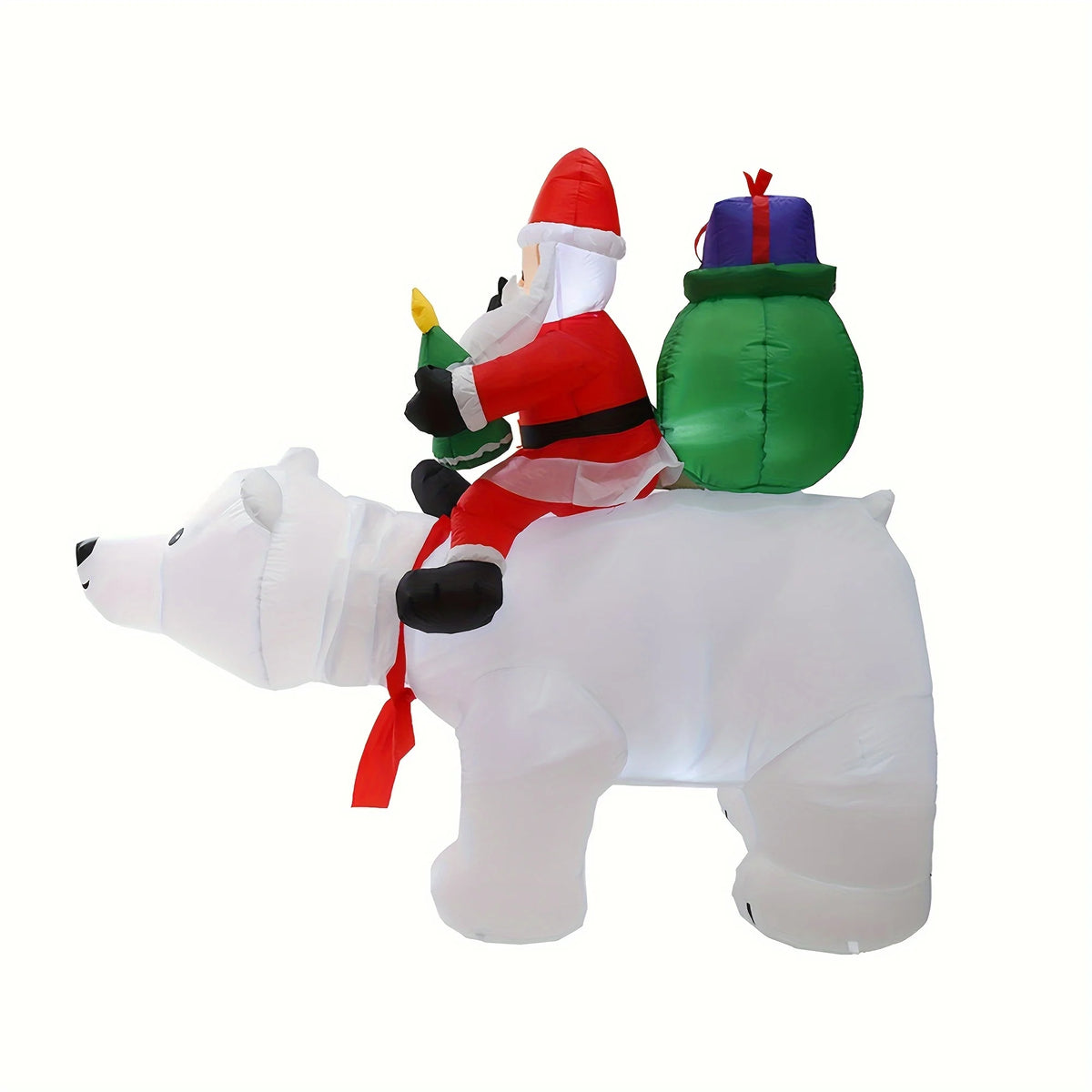 LED Inflatable Santa Riding Polar Bear With Shaking Head Decor