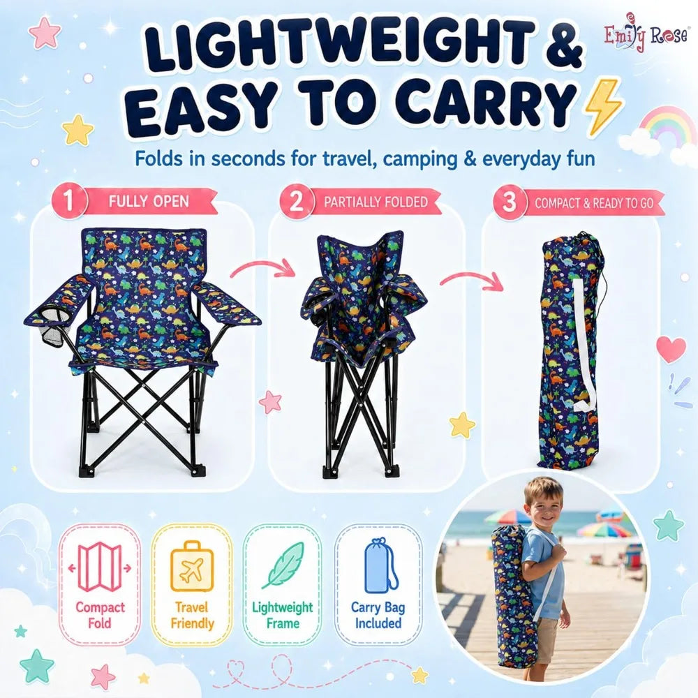 Portable Folding Camp Chair For Toddlers With Cup Holder