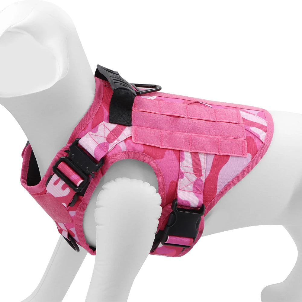 PETRAVEL Pink Camouflage Dog Harness For Large And Medium Dogs