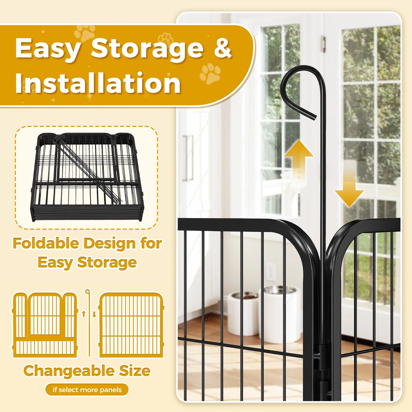 Foldable Metal Dog Playpen With Door For Indoor Outdoor Use
