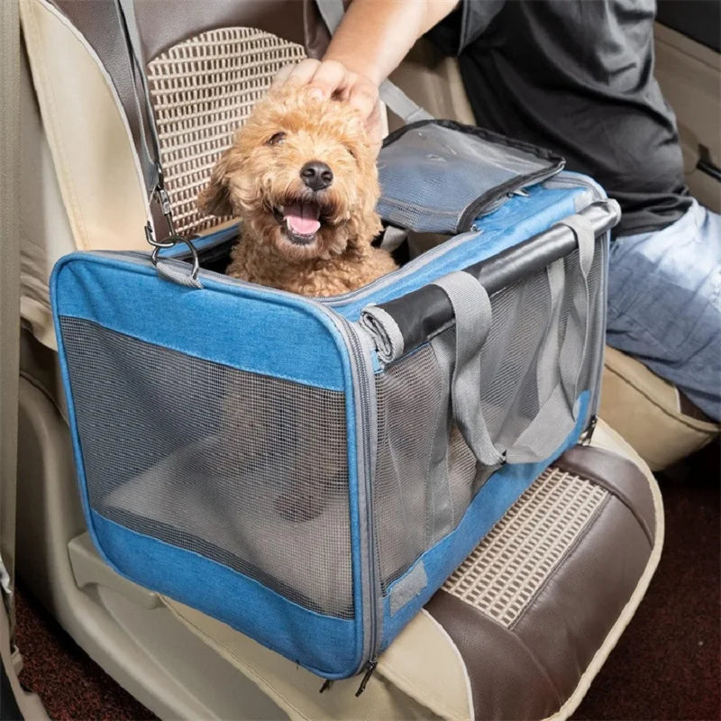 Portable Expandable Pet Travel Bag Soft Sided Breathable Transparent Carrier
