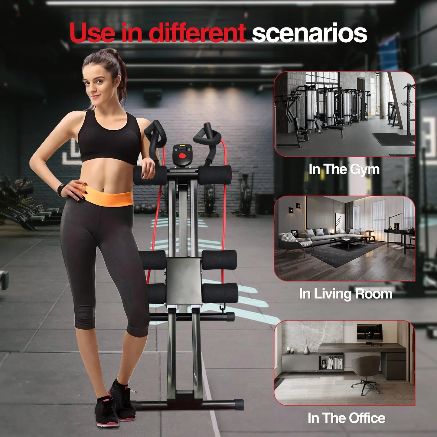 GIKPAL Foldable Ab Machine For Home Gym Abdominal Trainer LCD