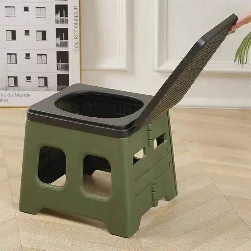 HOMEFISH Portable Folding Toilet With Lid For Outdoor Emergencies