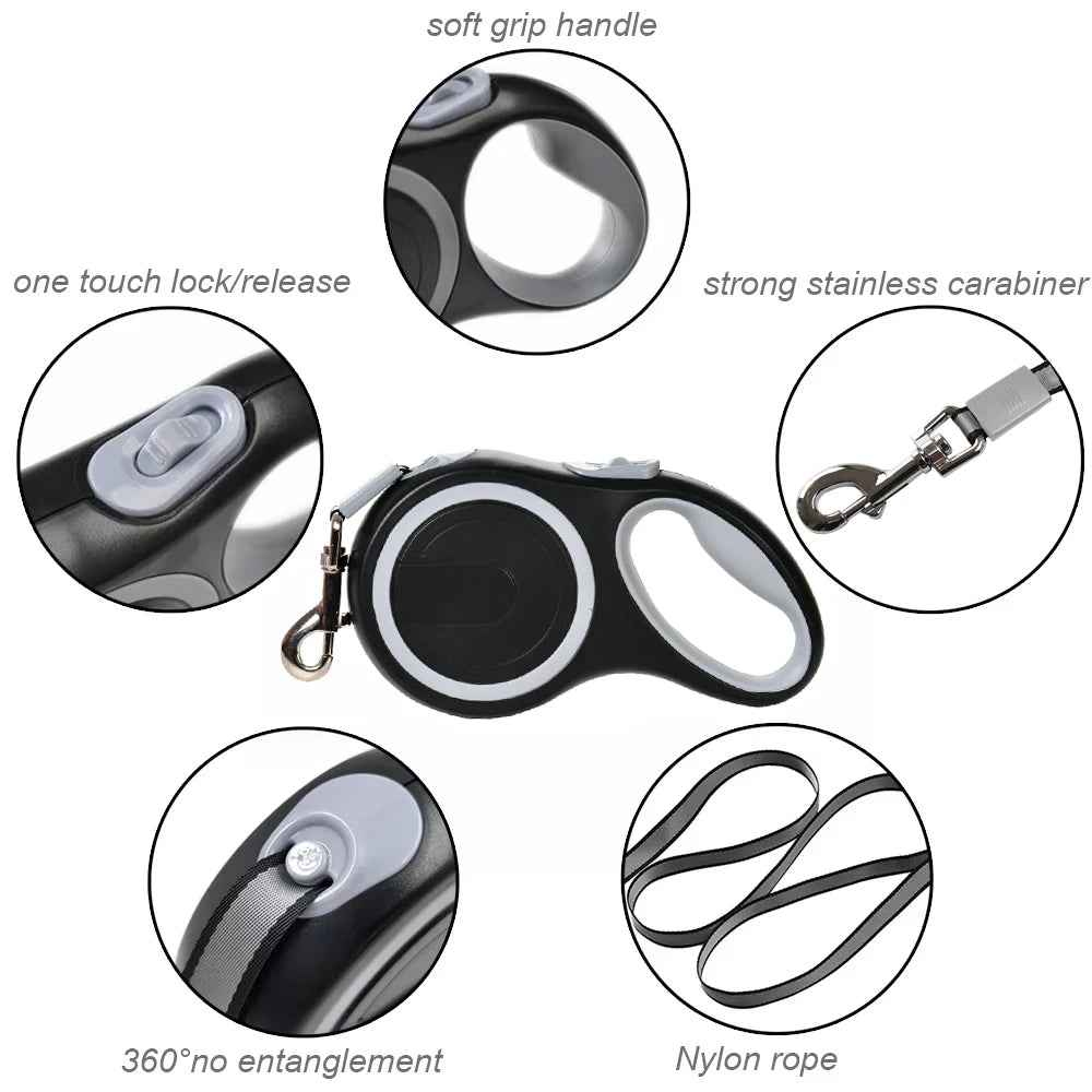 Holapet Retractable Dog Leash Nylon Quick Release For Walking And Outdoor Use