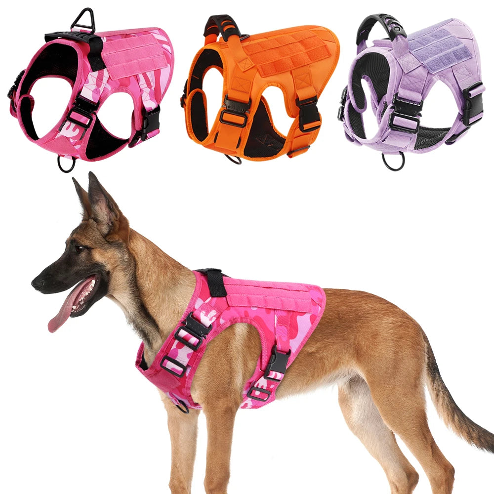 PETRAVEL Pink Camouflage Dog Harness For Large And Medium Dogs