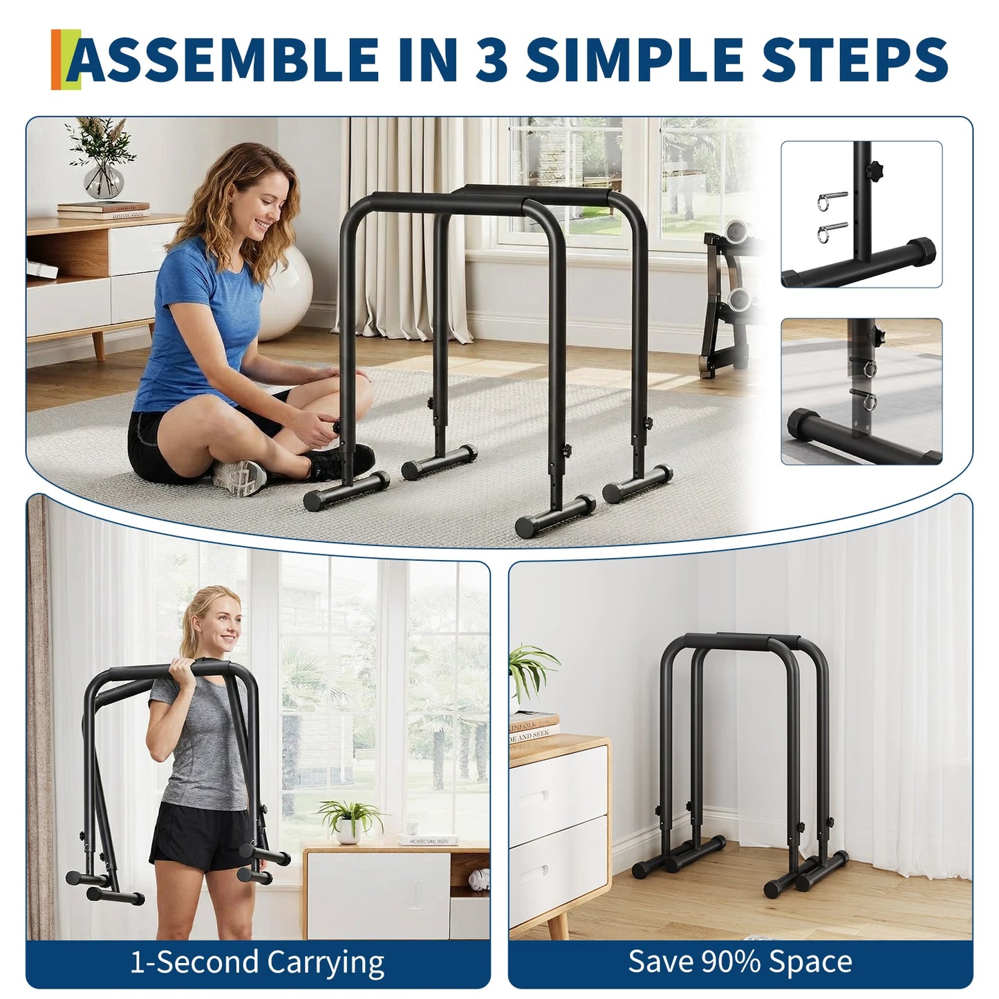 Adjustable Dip Bars Heavy Duty Steel Parallel Push Up Stand
