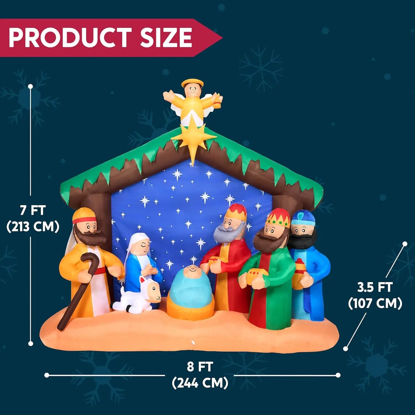 Joyfy Nativity Scene Inflatable With LEDs For Outdoor Decor